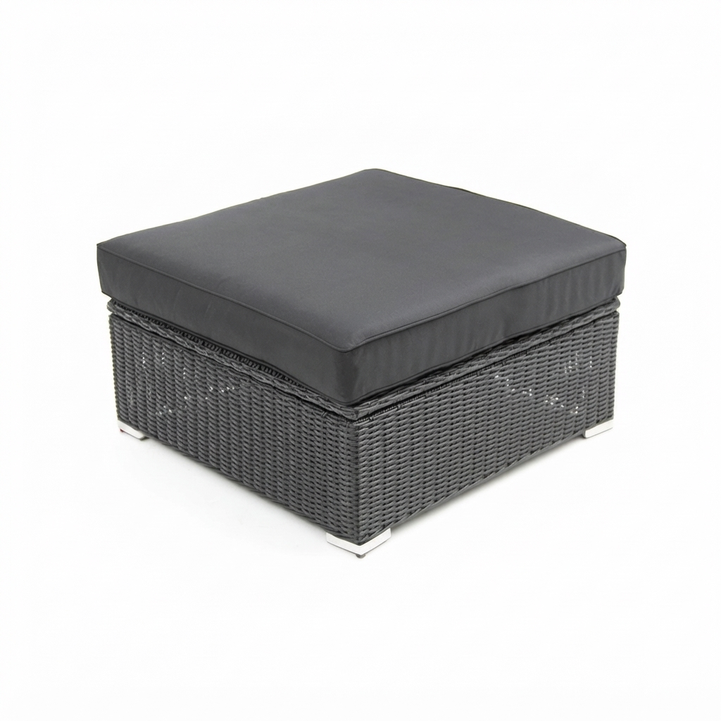 Amani Small Storage Black Char Ottoman — studio view