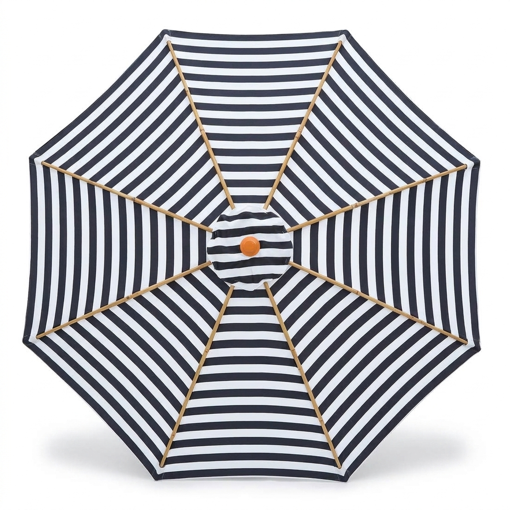 Replacement Canopy for 3m Bamboo Umbrella - Black and White Stripe — studio view