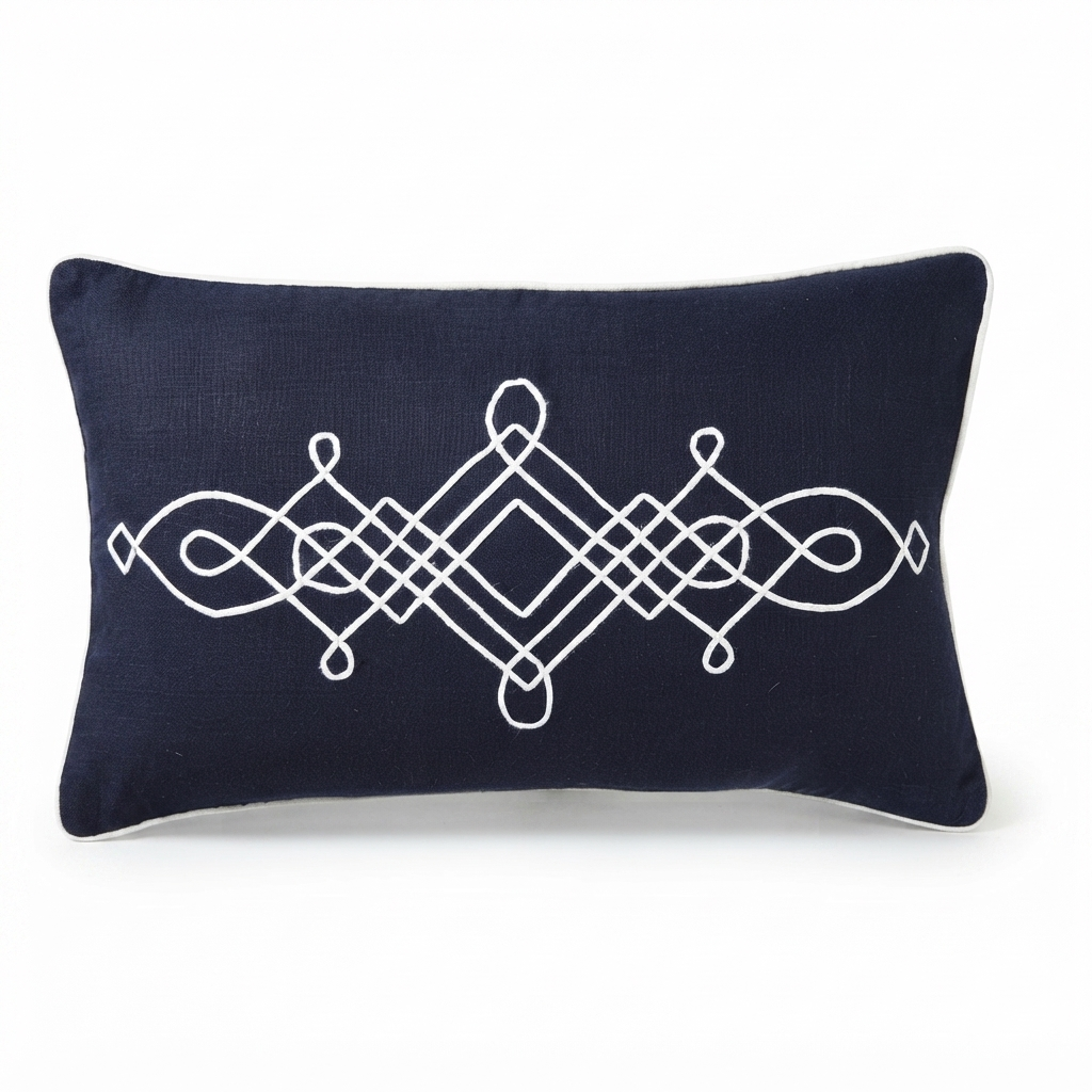 Linen Cape Cod Navy - Indoor Cushion (30 x 50) — studio view
