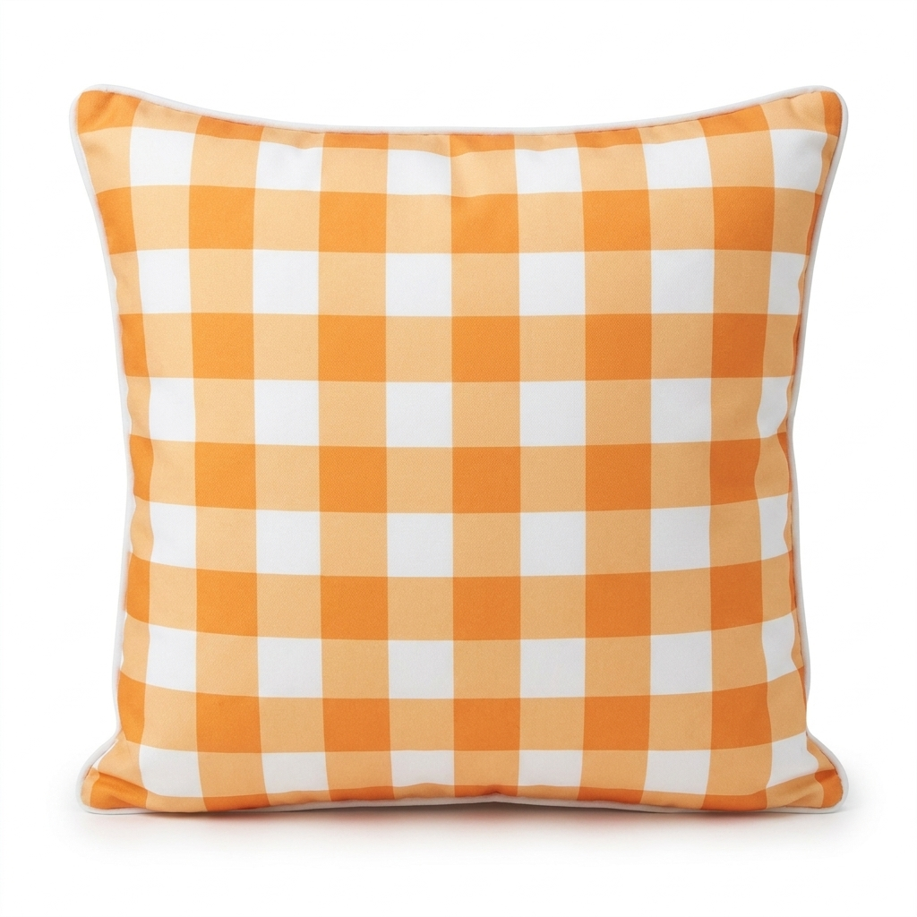 Mango Gingham Outdoor Cushion 45x45cm — studio view