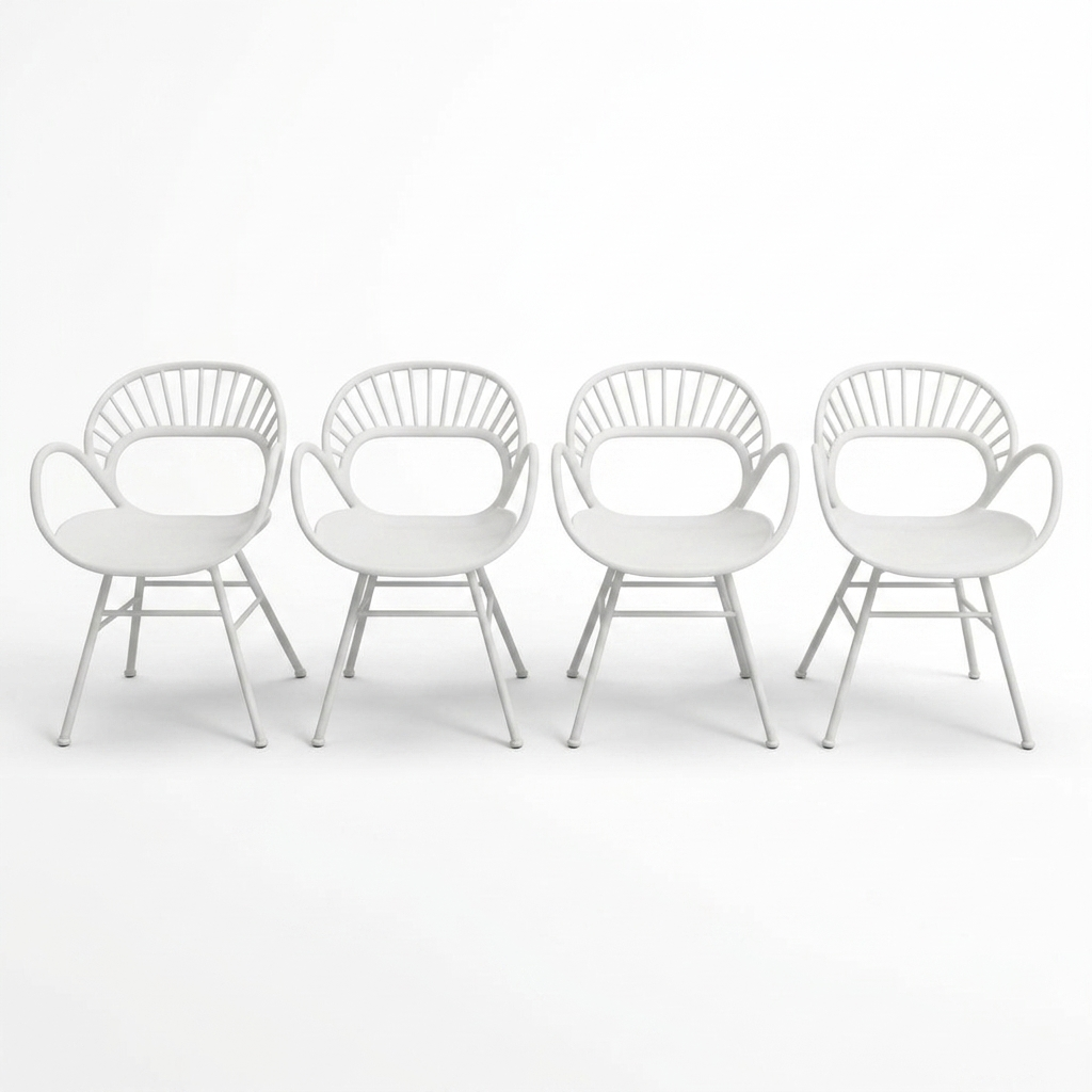 Fantail Dining Chair 4pc - White — studio view