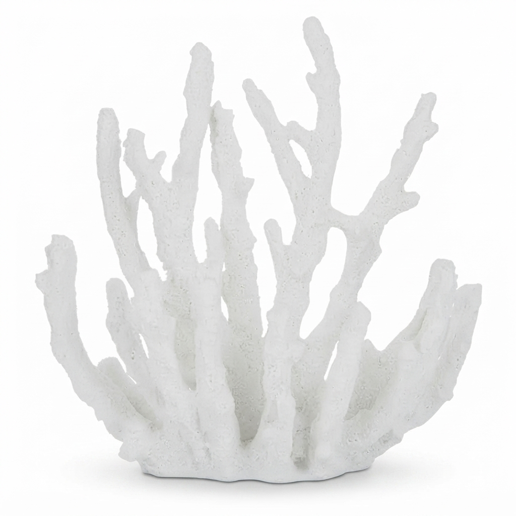 Finger Coral Resin Sculpture White — studio view
