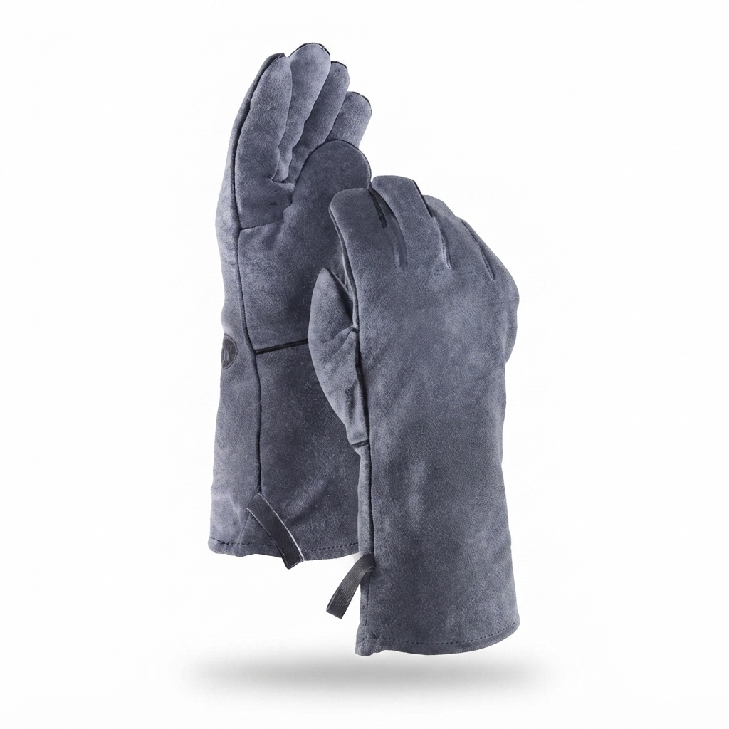 Genuine Leather Barbecue Gloves — studio view