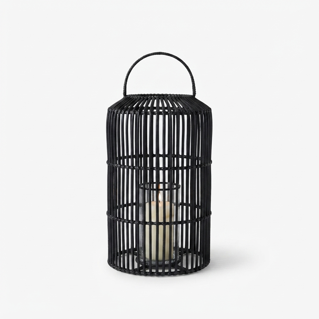 Toby Cylinder Lantern Black Medium — studio view