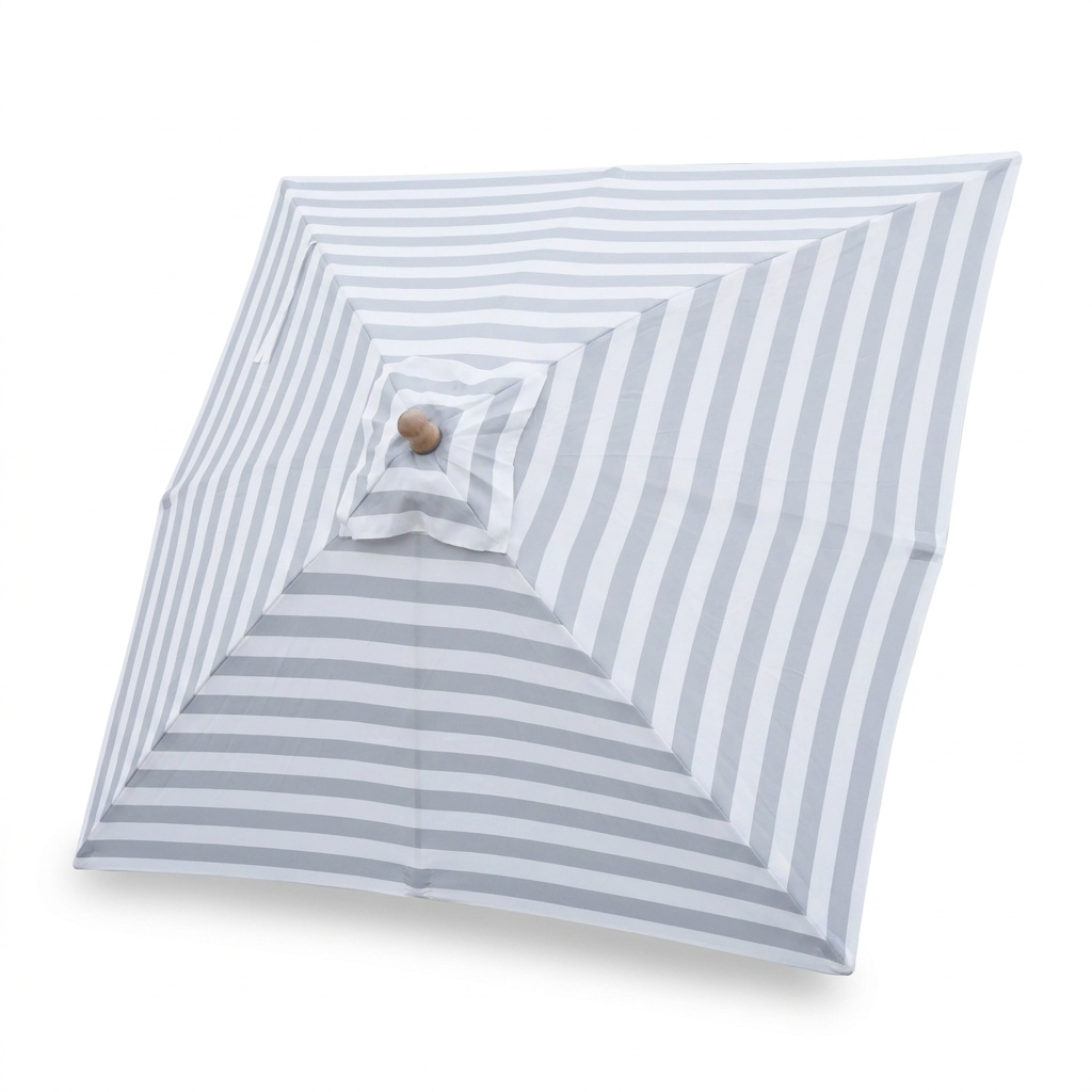 Replacement Canopy for 2m Bamboo Umbrella - Grey and White Stripe — studio view