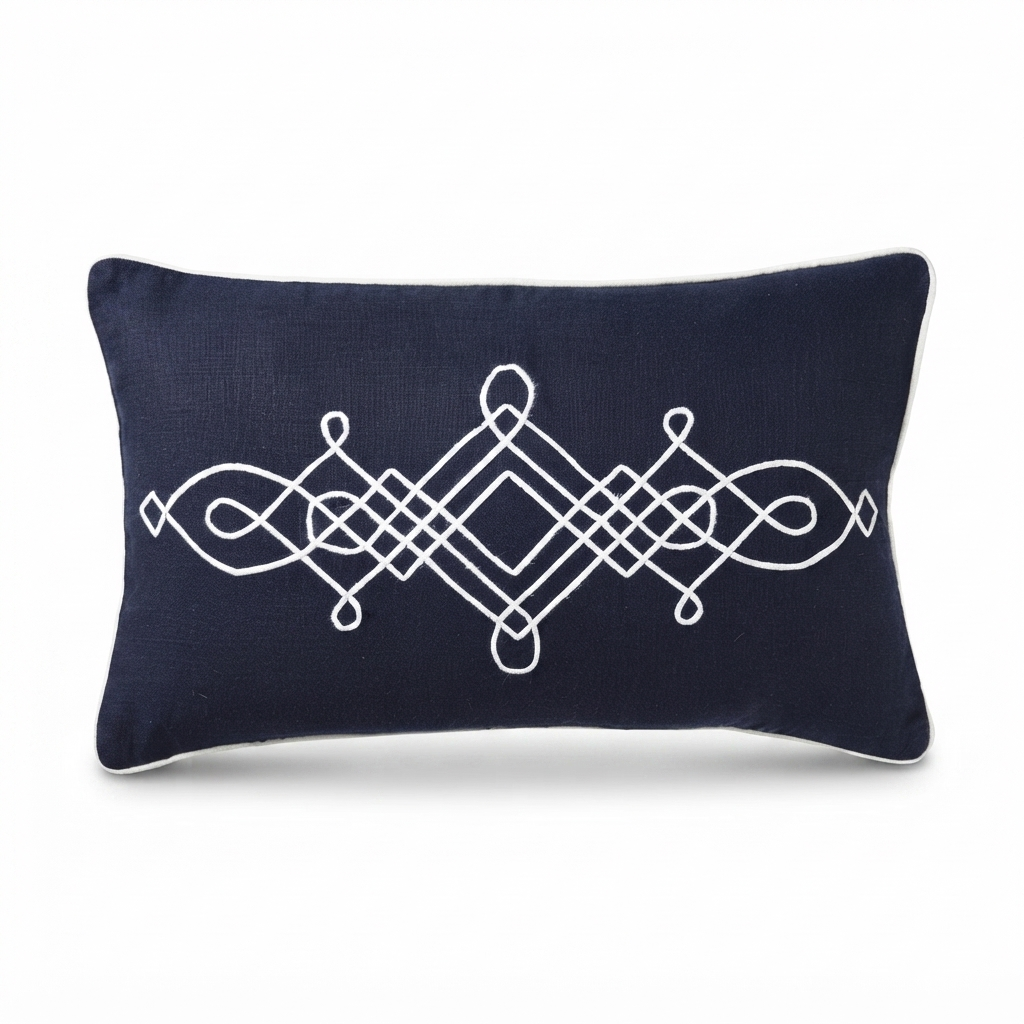Linen Cape Cod Navy - Indoor Cushion (30 x 50) — front view