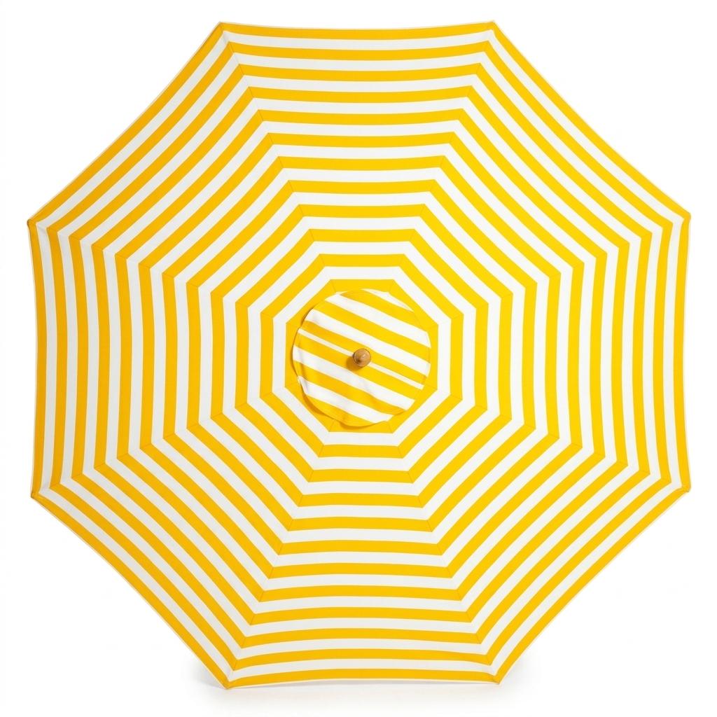 Replacement Canopy for 3m Bamboo Umbrella - Yellow and White Stripe — front view
