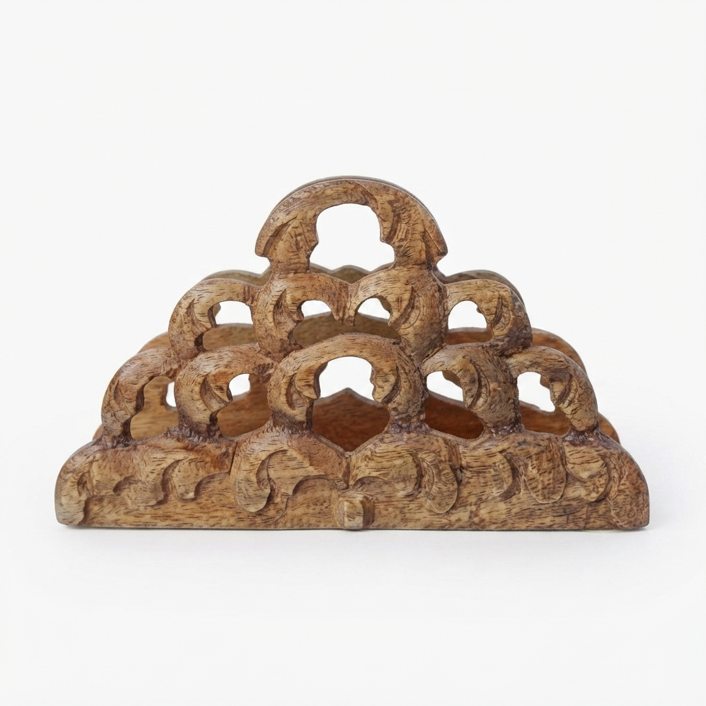 Mango Wood Napkin Holder Natural — front view