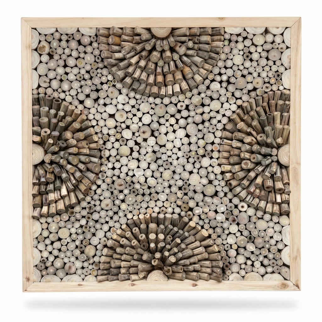 Teak Wall Art Square - Tanaman — front view