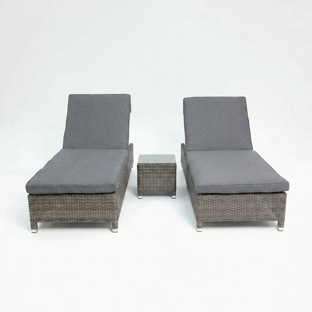 Amani 3pc Sunlounge Setting - Grey Storm — front view