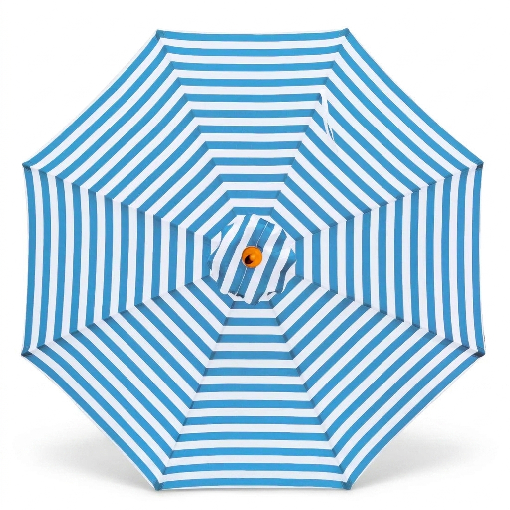 Replacement Canopy for 3m Aluminium Umbrella - Blue and White Stripe — front view