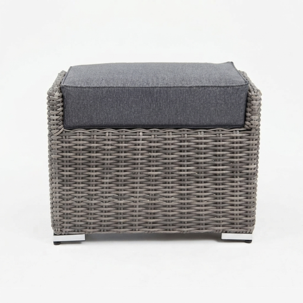 Amani Footstool - Grey Storm — front view