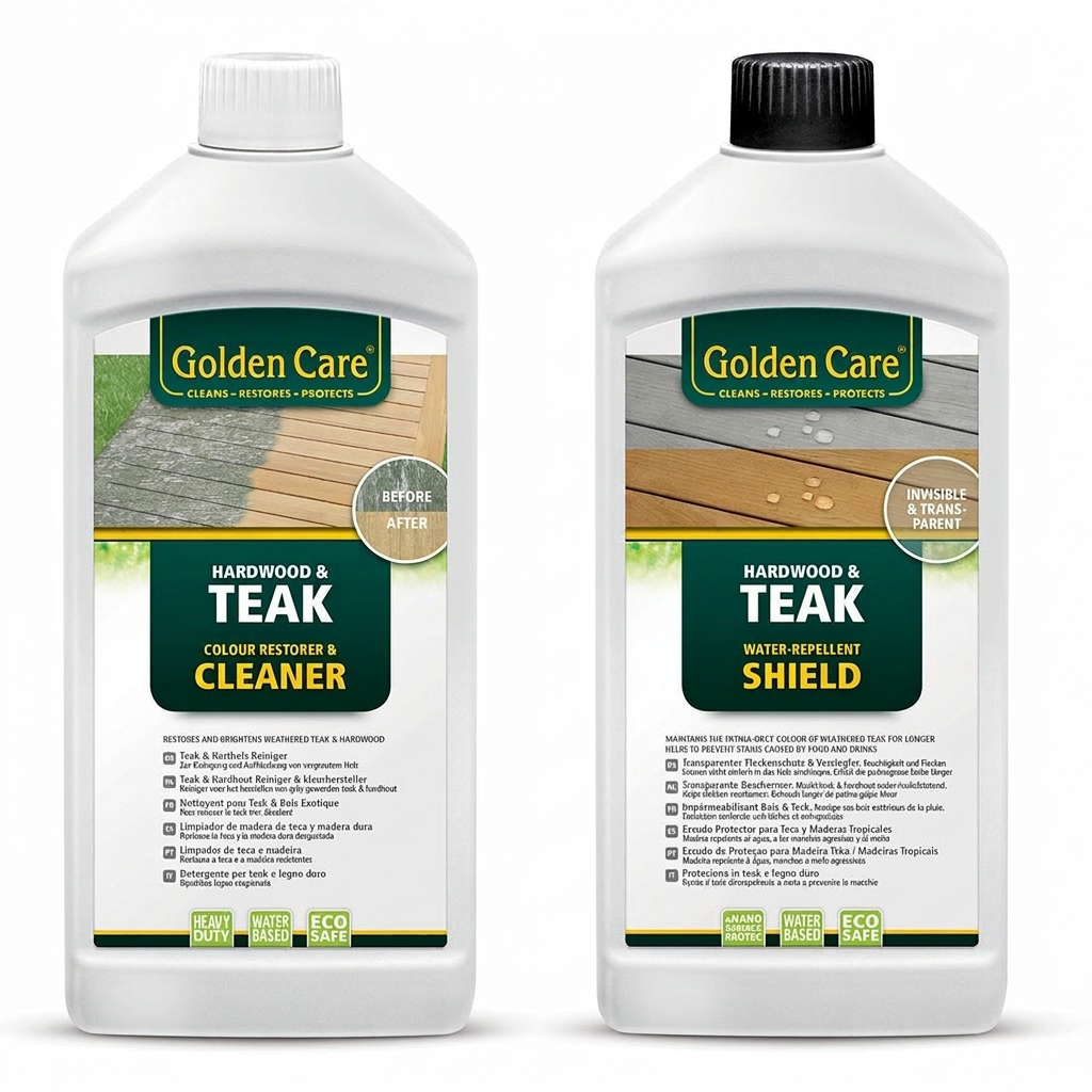 Golden Care Teak Cleaner and Teak Shield Pack — front view