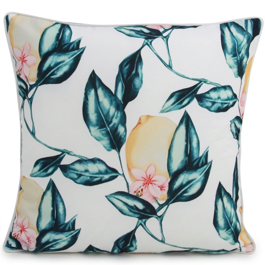 Wild Lemon White 45x45cm Outdoor Cushion — front view