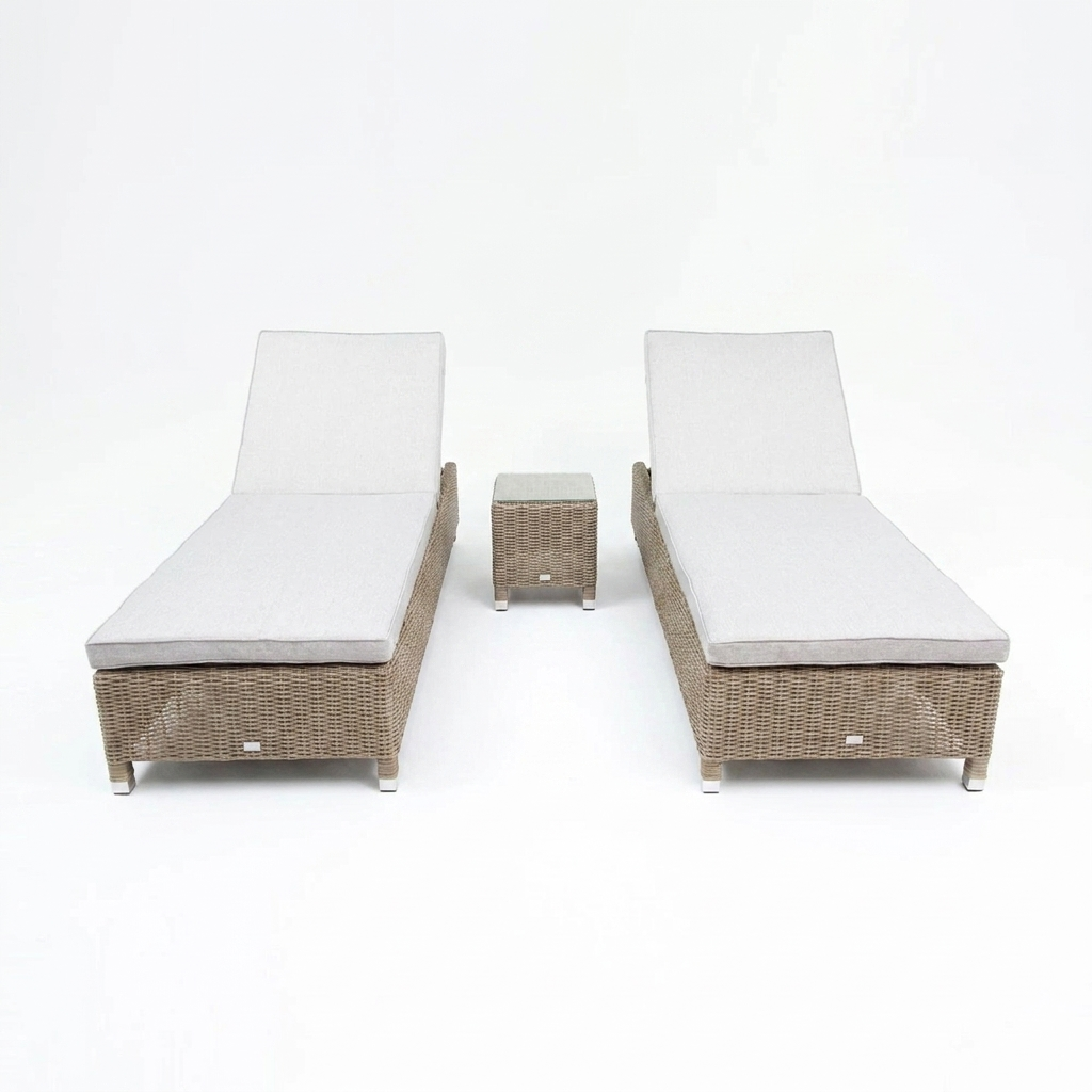 Amani 3pc Sunlounge Setting - Driftwood Stone — front view