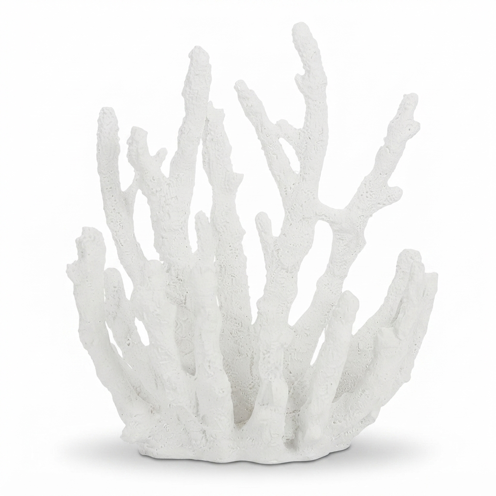 Finger Coral Resin Sculpture White — side view