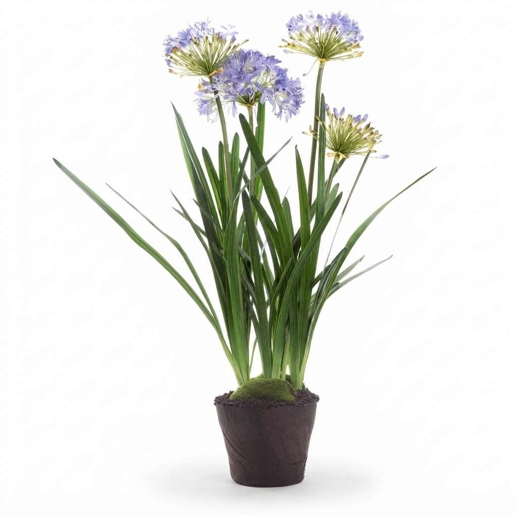 Agapanthus in Paper Pot Lavender - Artificial Plant — side view