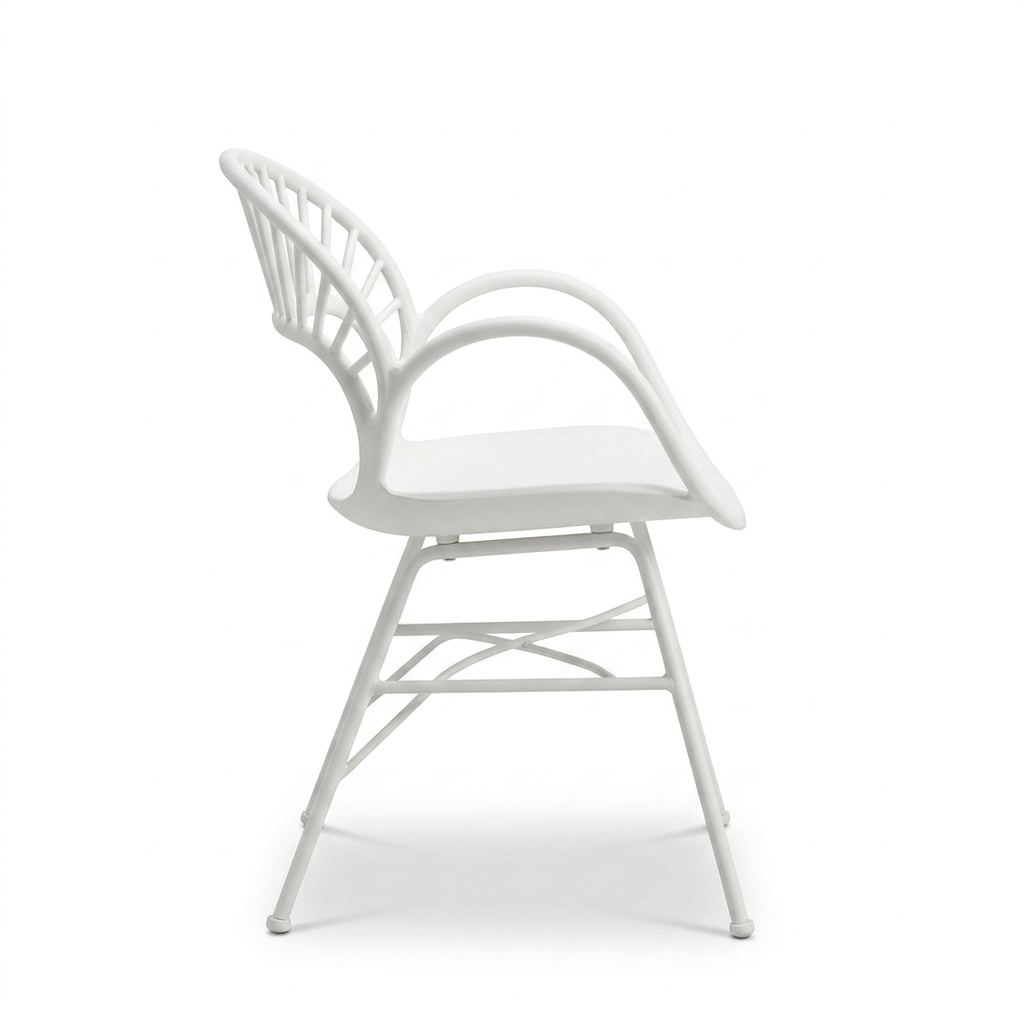 Fantail Dining Chair 4pc - White — side view