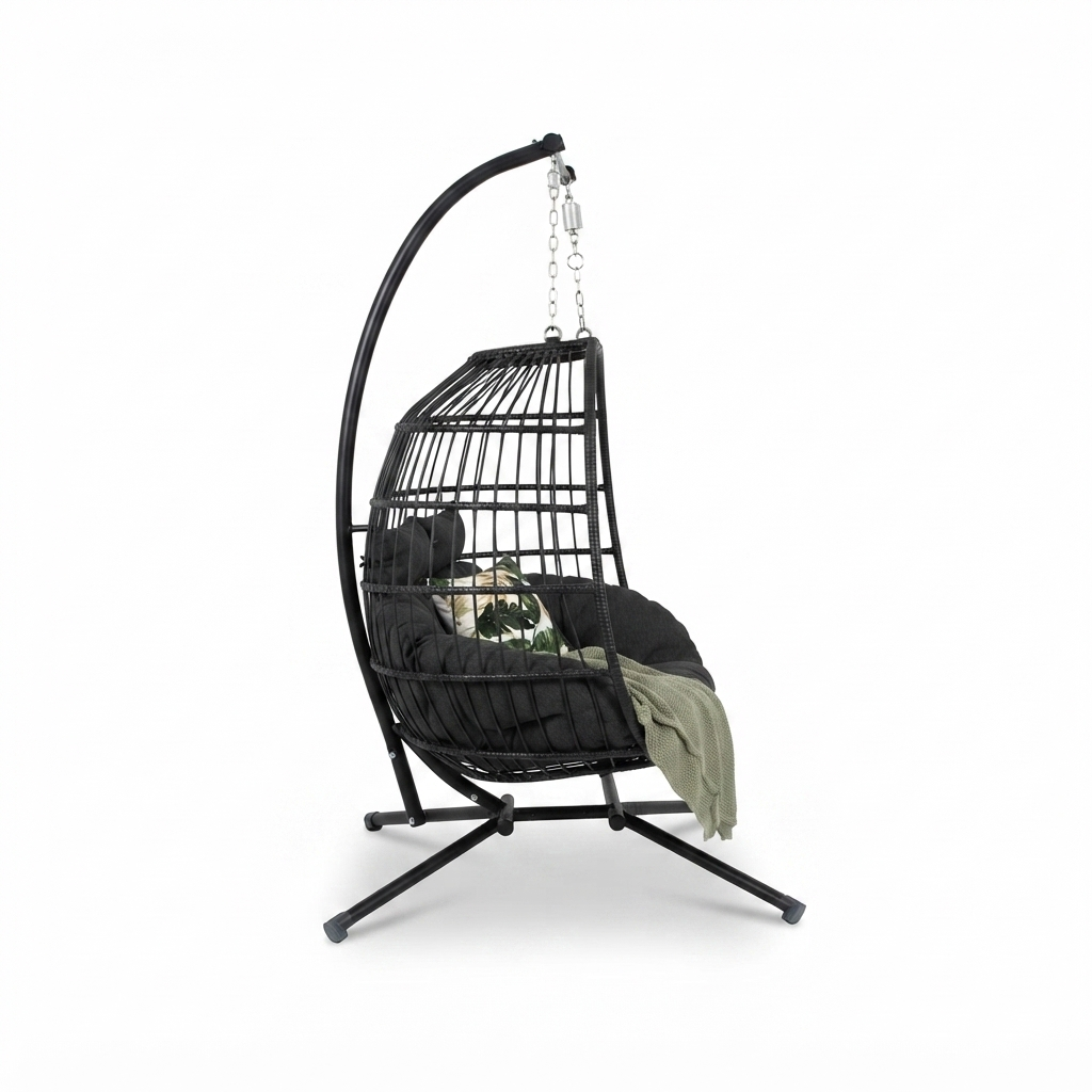 Snug Steel Hanging Chair - Black — side view