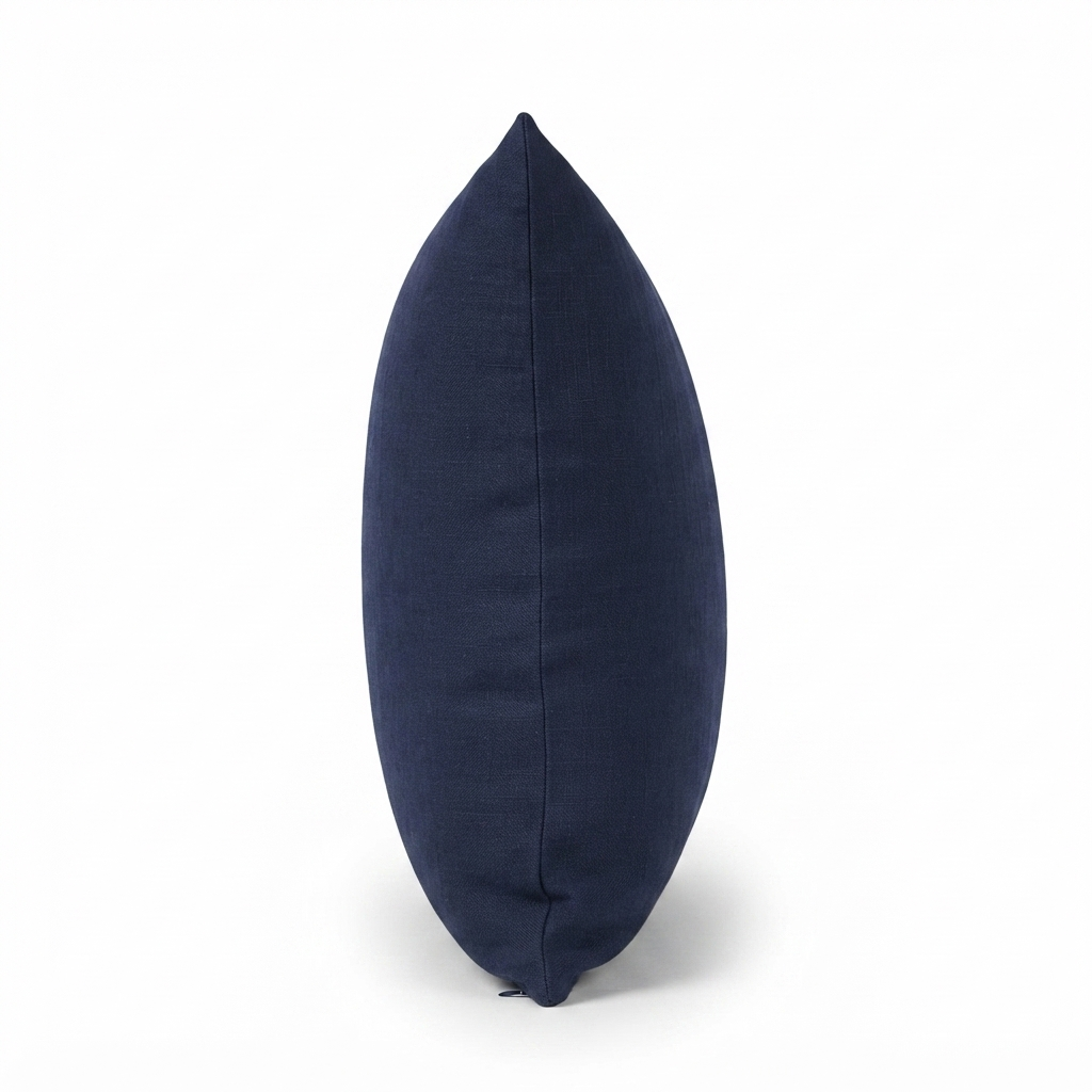 Linen Navy - Indoor Cushion (50 x 50) — side view