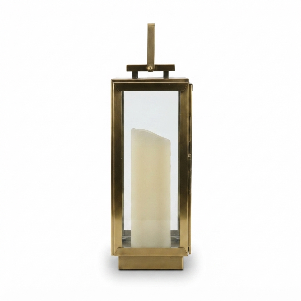 Amalfi Gold Hurricane Lantern Large — side view