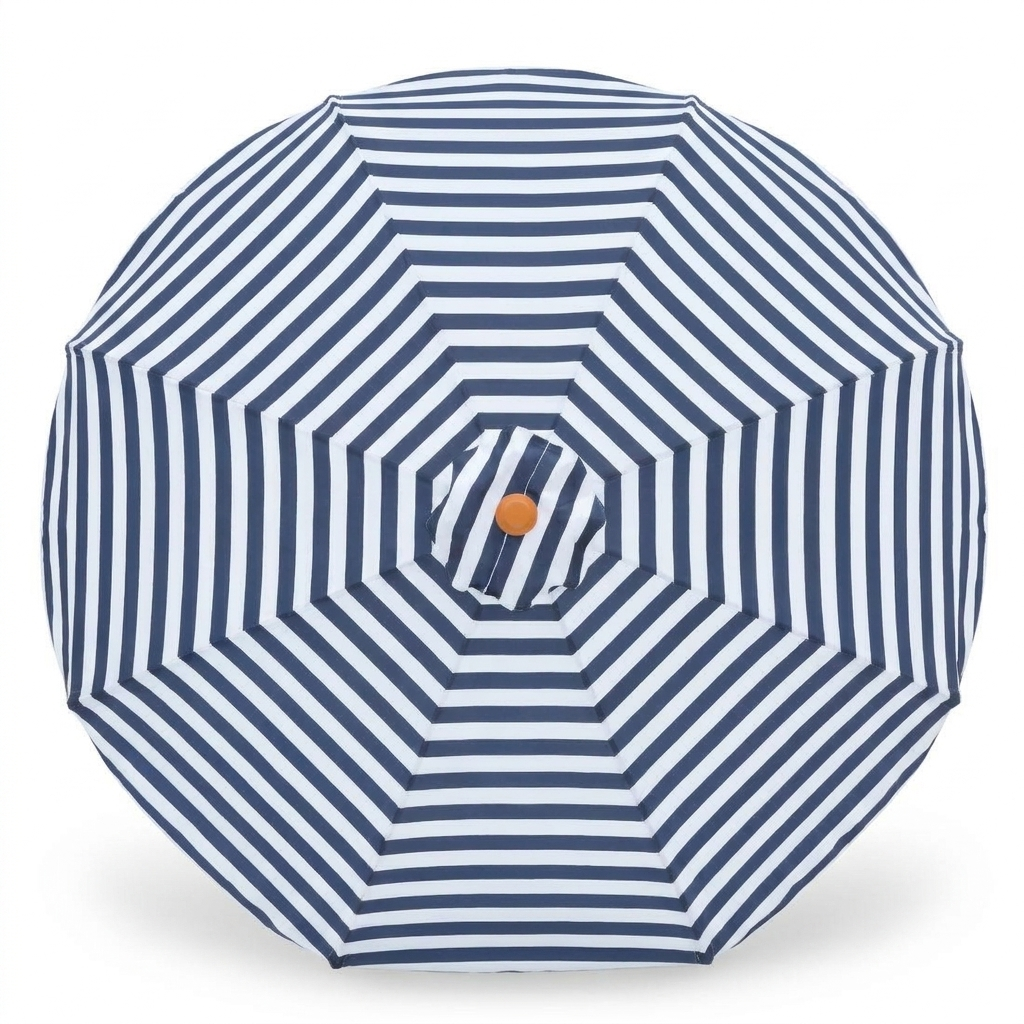 Replacement Canopy for 3m Bamboo Umbrella - Navy and White Stripe — side view
