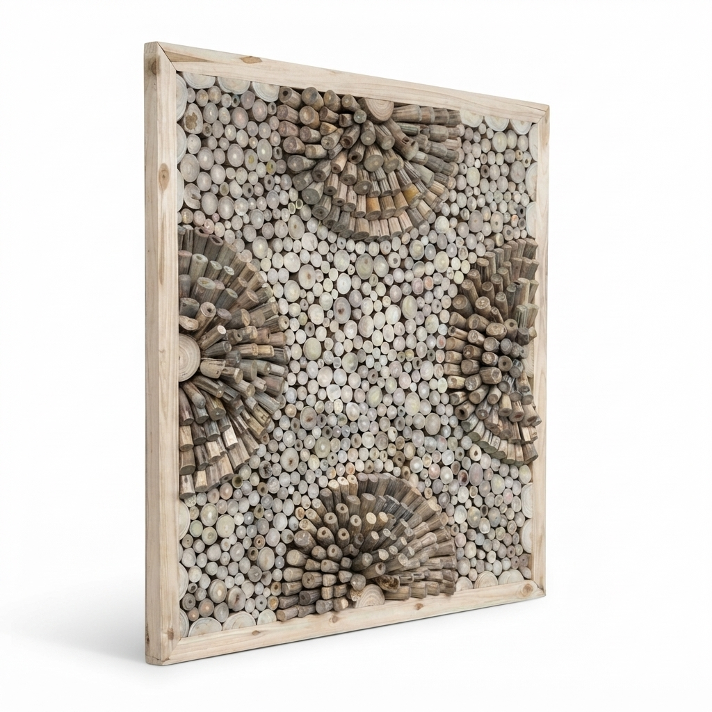 Teak Wall Art Square - Tanaman — side view