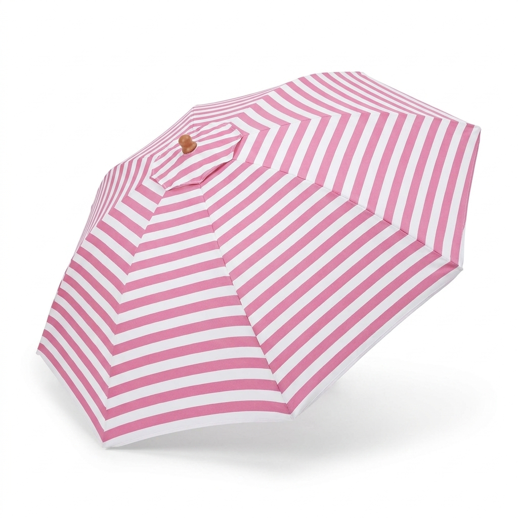 Replacement Canopy for 3m Bamboo Umbrella - Pink and White Stripe — side view