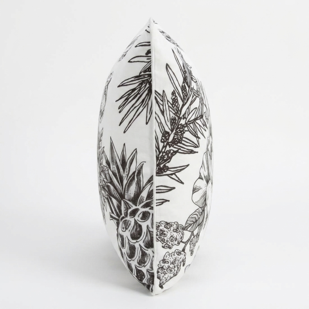 Tropical Black 45x45cm Outdoor Cushion — side view