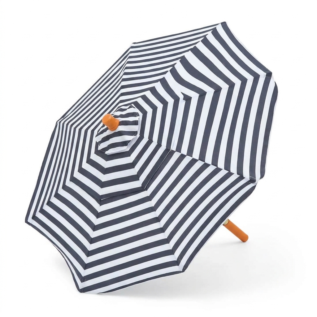 Replacement Canopy for 3m Bamboo Umbrella - Black and White Stripe — side view