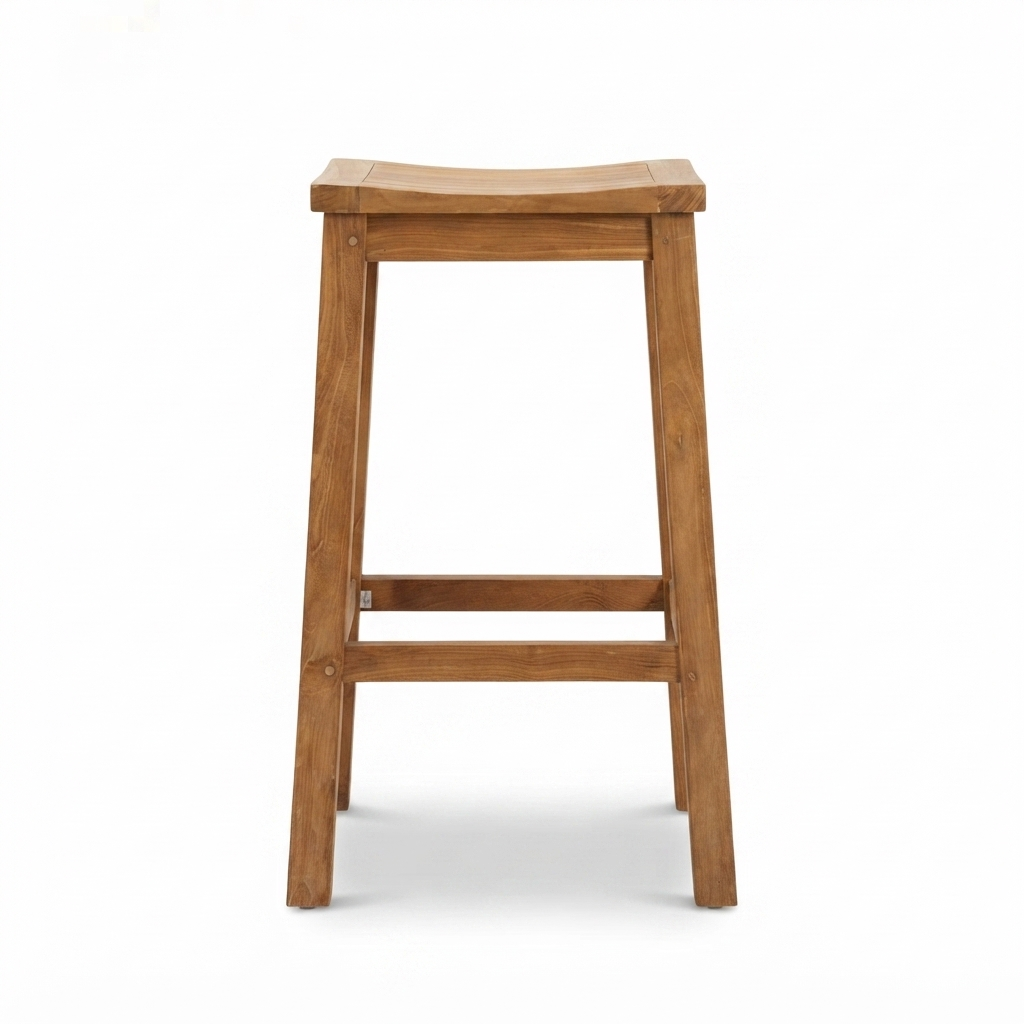 Teak Bar Stool — side view