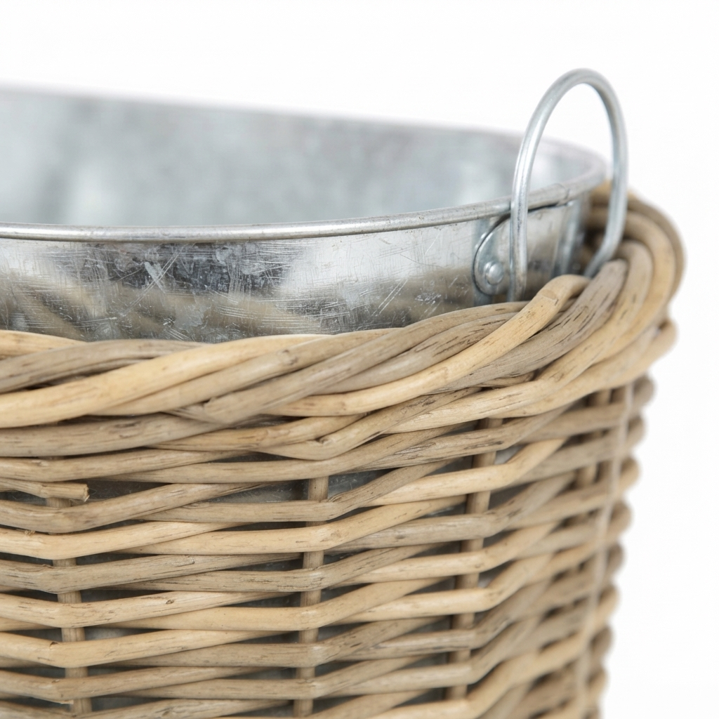 Bubbles PE Rattan Cooler Nat 43x28x18cm — detail close-up
