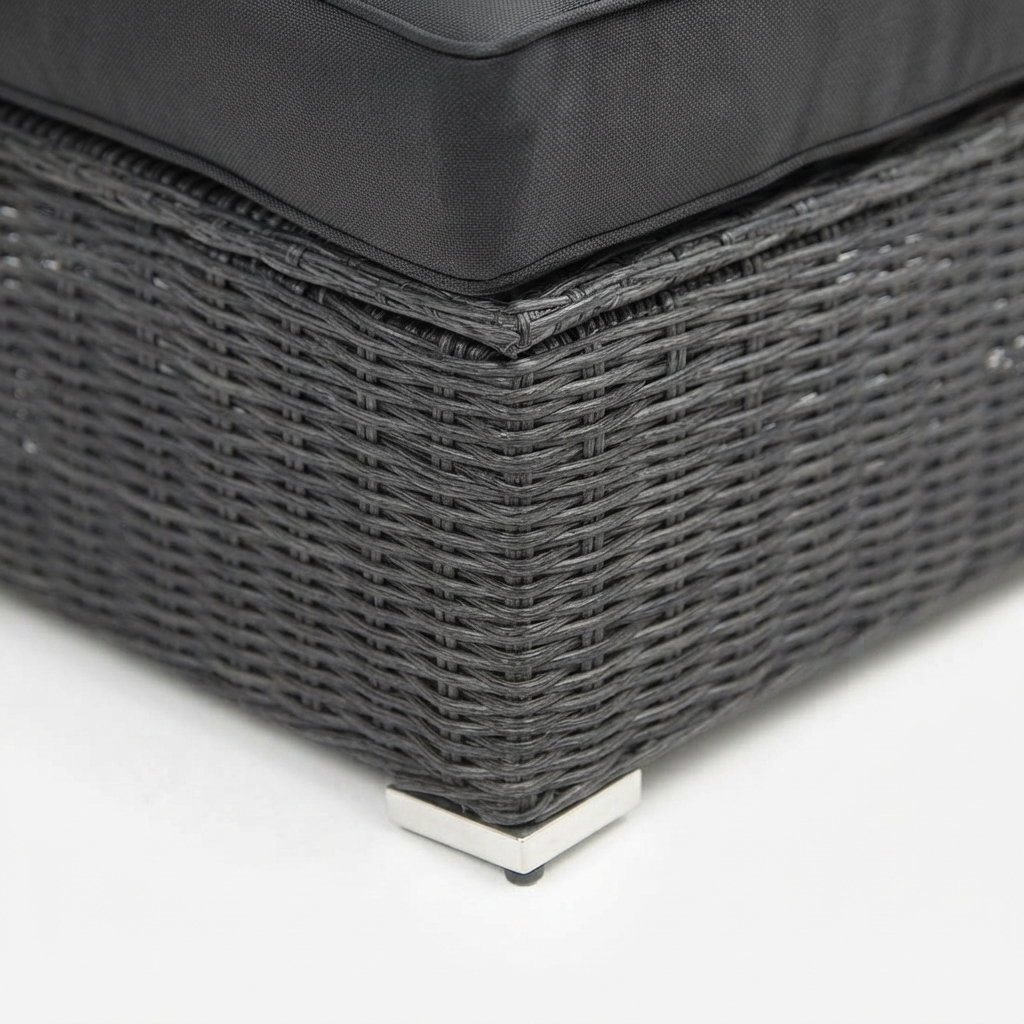 Amani Small Storage Black Char Ottoman — detail close-up