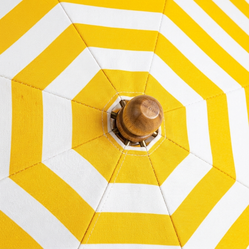 Replacement Canopy for 3m Bamboo Umbrella - Yellow and White Stripe — detail close-up