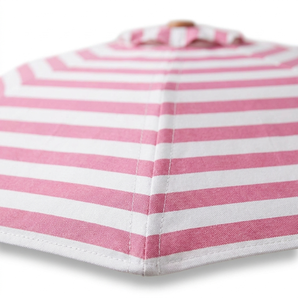 Replacement Canopy for 3m Bamboo Umbrella - Pink and White Stripe — detail close-up