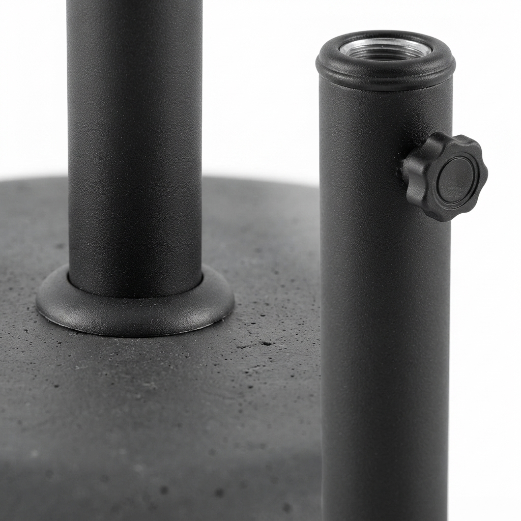Concrete Umbrella Bases — detail close-up