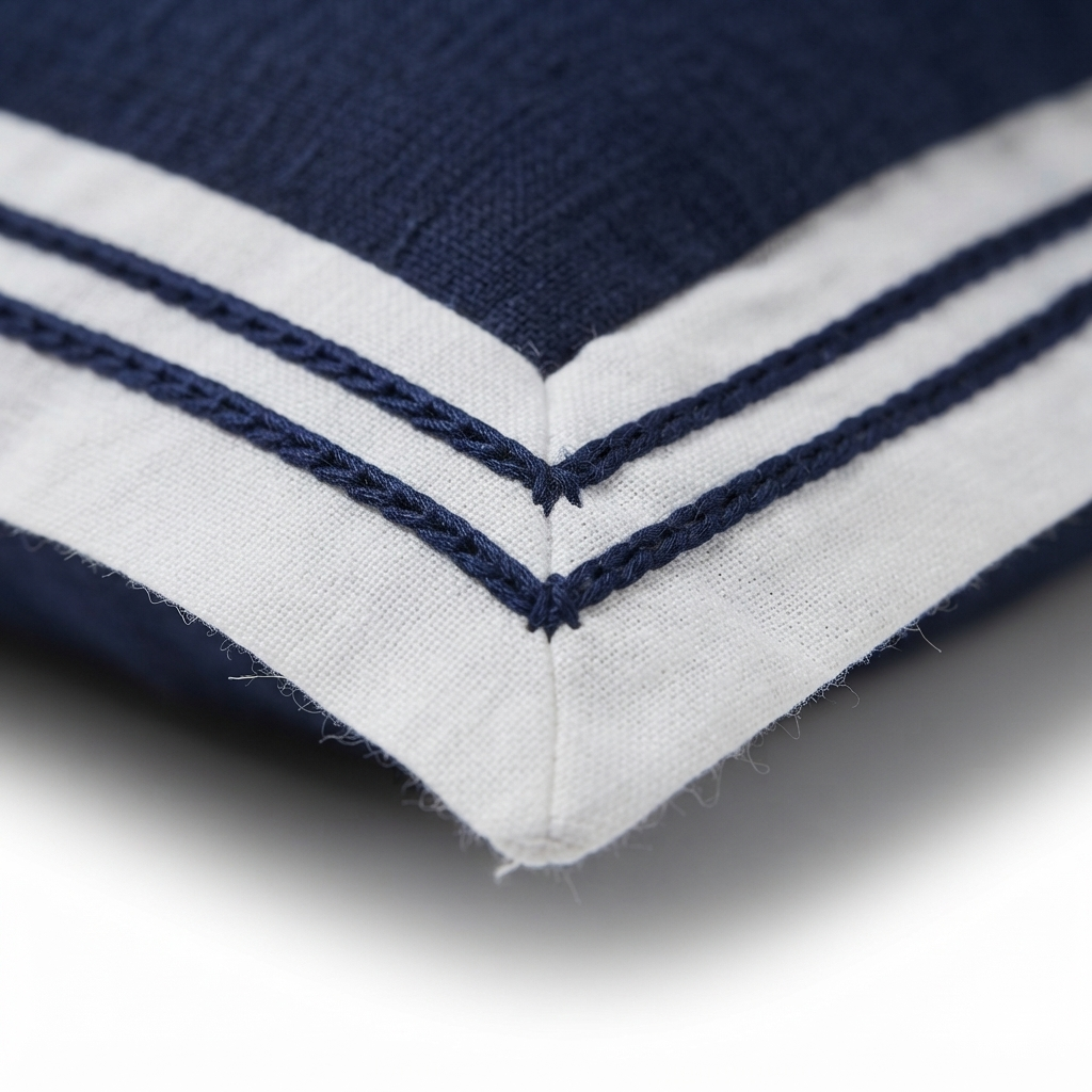 Linen Navy Milano - Indoor Cushion (50 x 50) — detail close-up