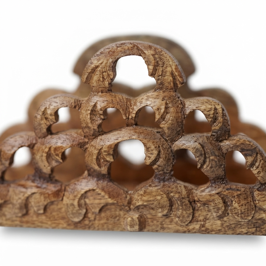 Mango Wood Napkin Holder Natural — detail close-up