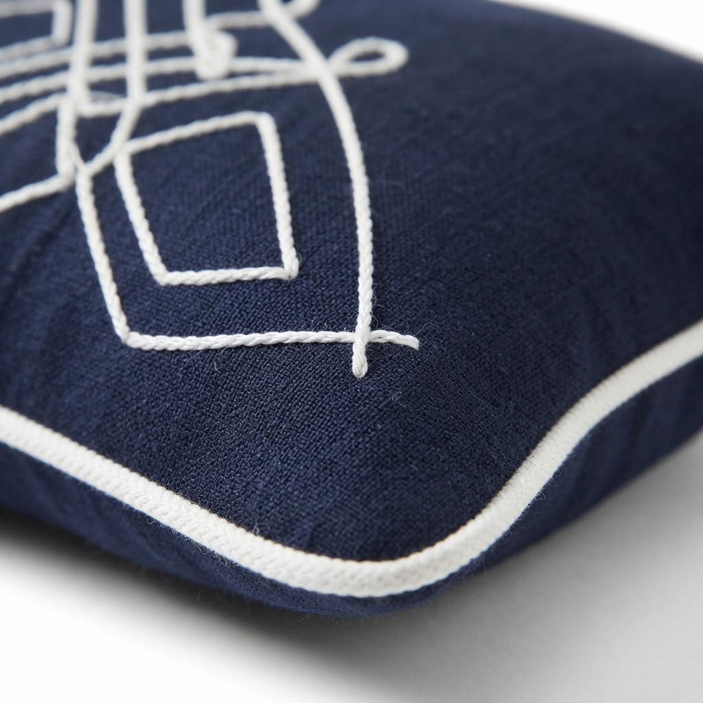 Linen Cape Cod Navy - Indoor Cushion (30 x 50) — detail close-up