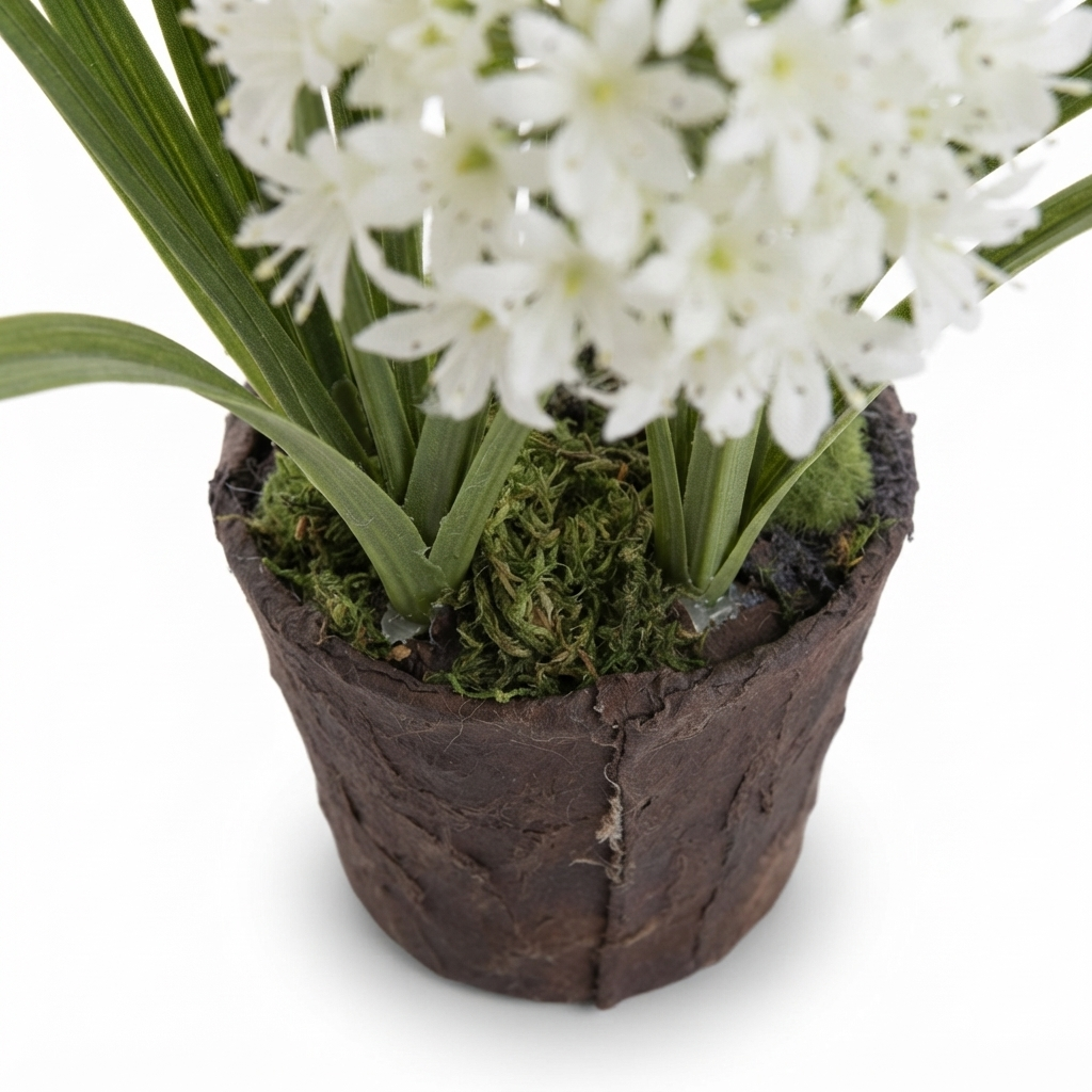 Agapanthus in Paper Pot White - Artificial Plant — detail close-up