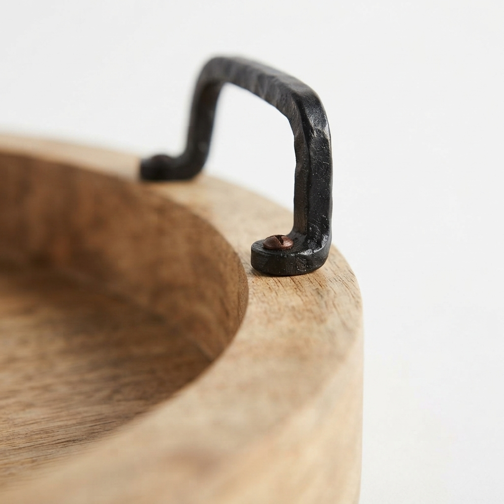 Erik Wood Tray w/Metal Handles — detail close-up