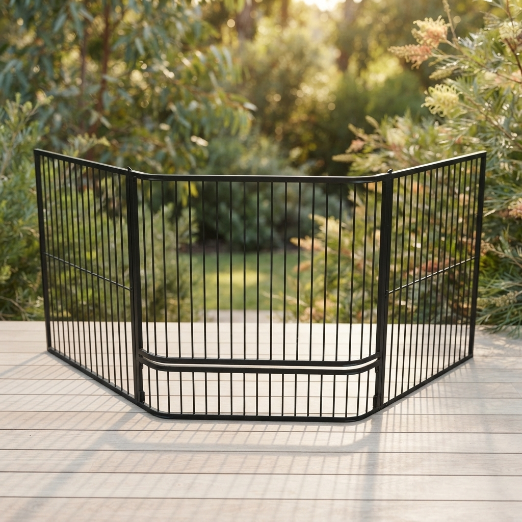 Child Guard for Corner Woodheaters — outdoor setting