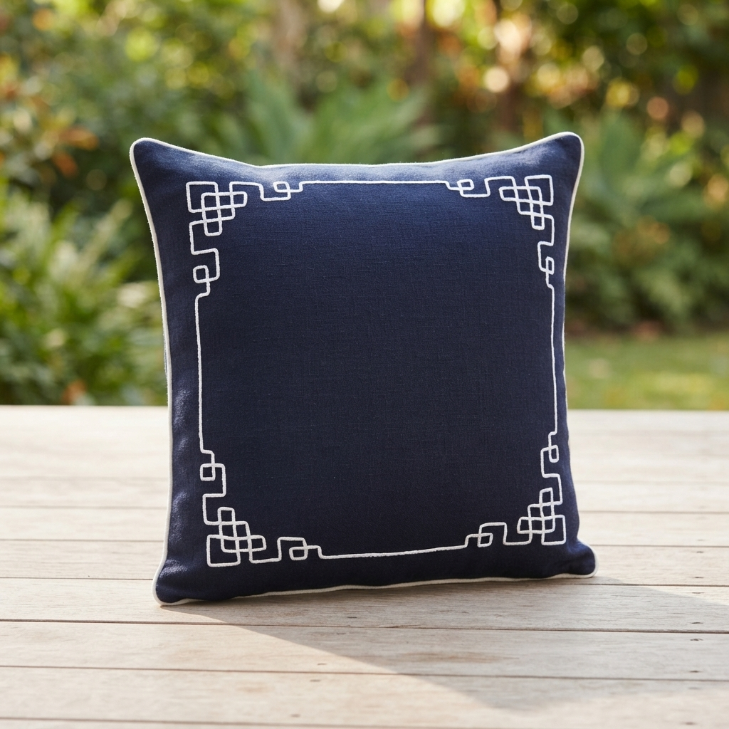 Linen Newport Navy - Indoor Cushion (50 x 50) — outdoor setting