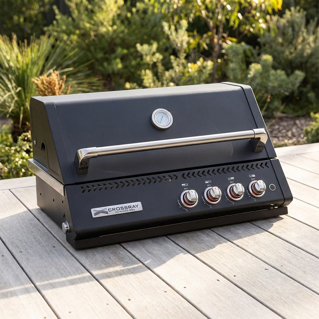 Crossray Xplor 4 Burner In-Built BBQ TCX4FL-B - Black — outdoor setting