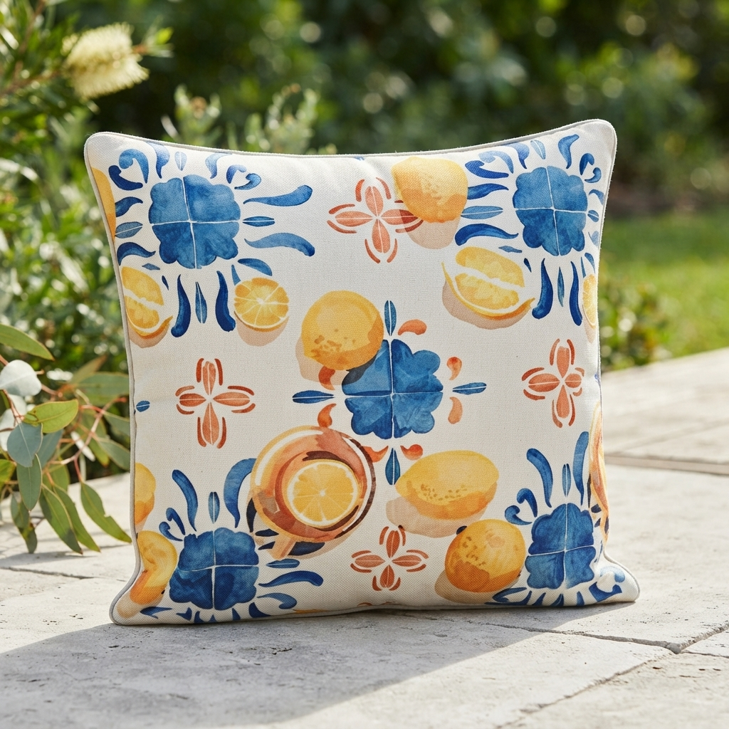 Citrus Splash 45x45 Outdoor Cushion — outdoor setting