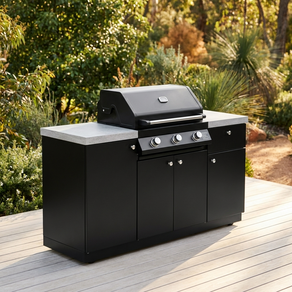 Crossray Xplor Mini Gas BBQ Kitchen GD4XKBLK-2 - Black — outdoor setting