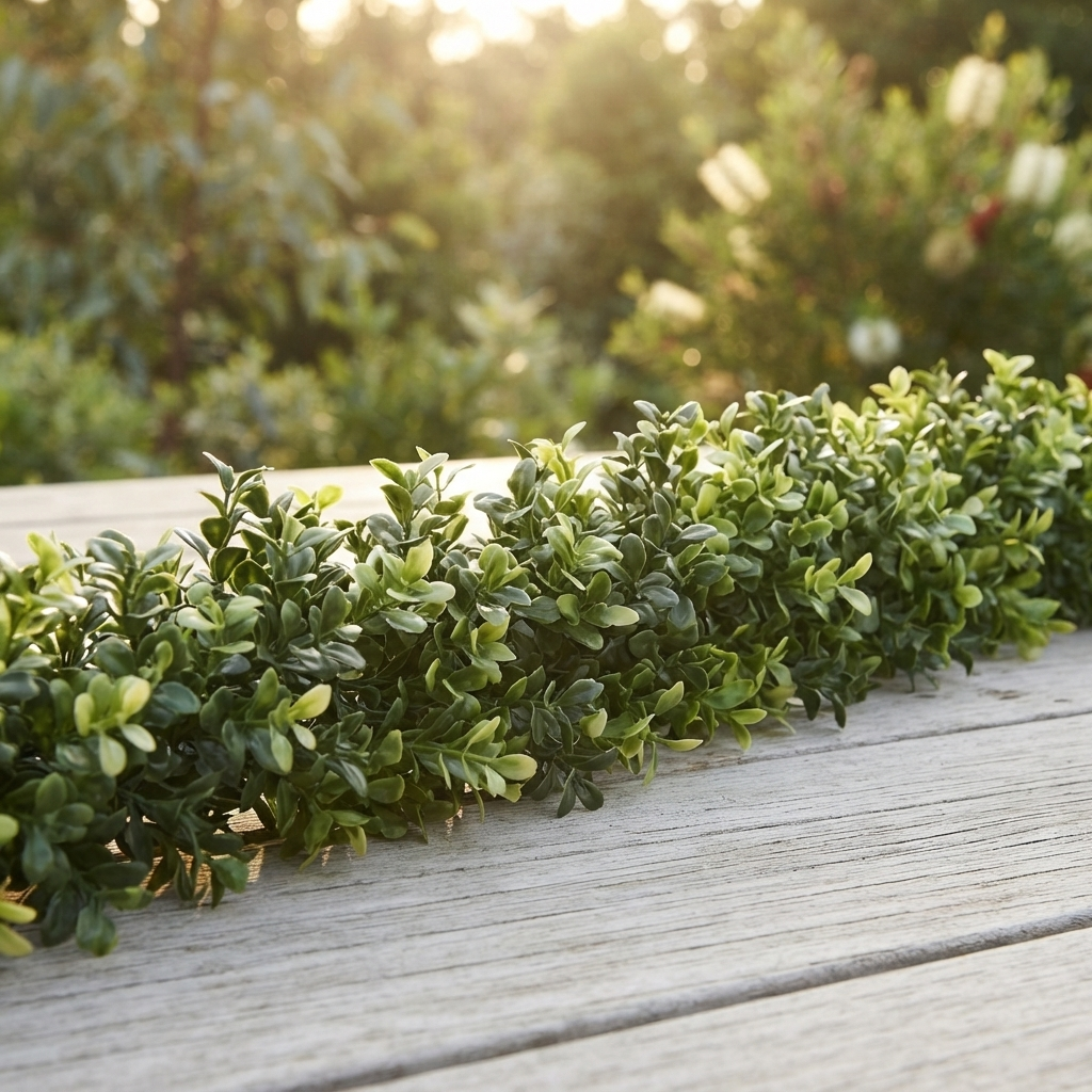 Boxwood Garland - (1.8m) — outdoor setting