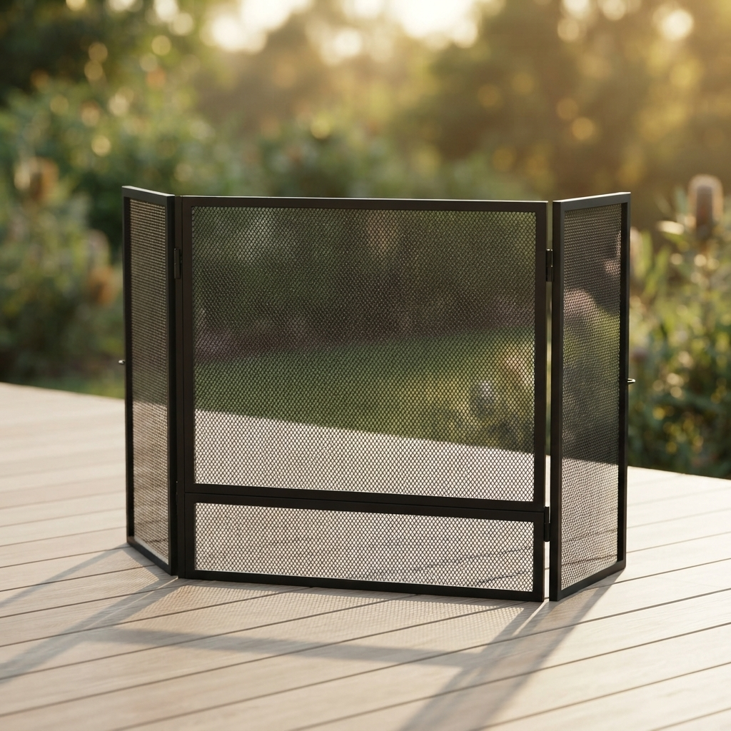 Child Guard Mesh Fire Screen for Woodheaters — outdoor setting