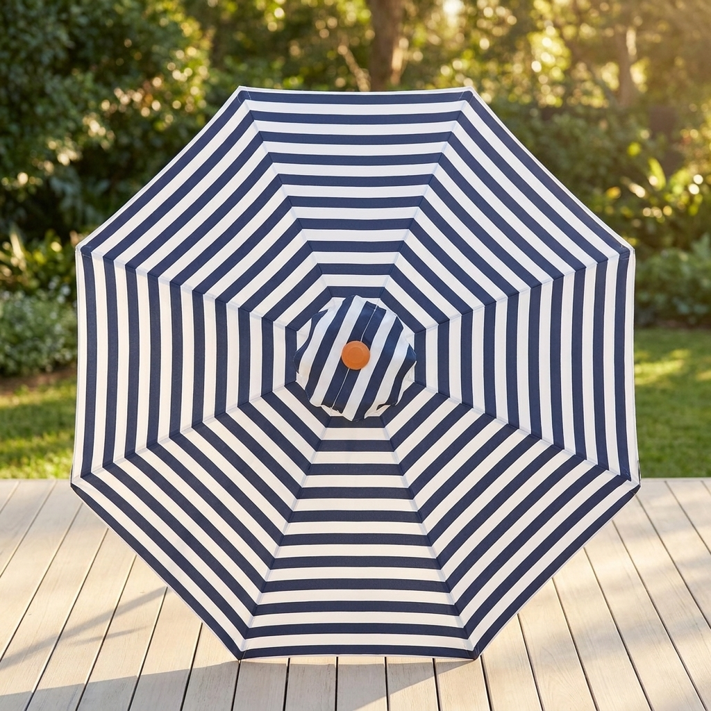 Replacement Canopy for 3m Aluminium Umbrella - Navy and White Stripe — outdoor setting