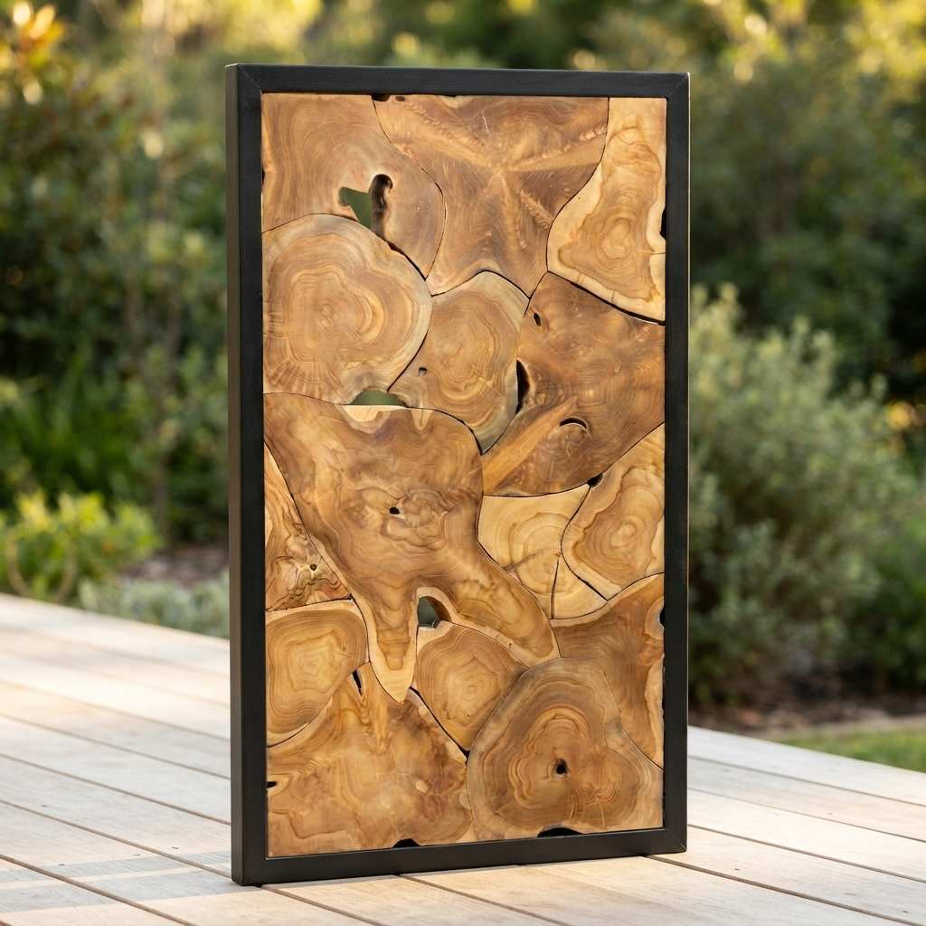 Teak Wall Art -Cantik — outdoor setting